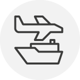Pictograma de servicios de transporte marítimo y aéreo